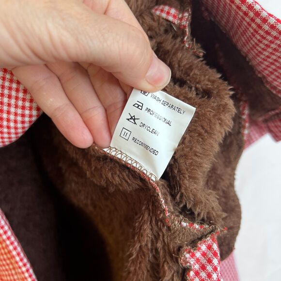 MissLook Gingham Plaid Hooded Faux Fur Lined Jacket Preppy Boho Size XL - Picture 10 of 14